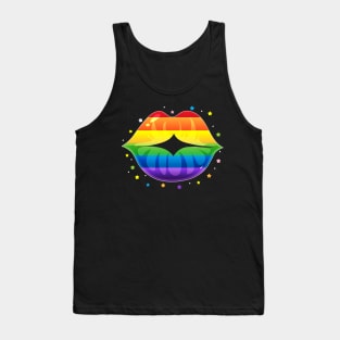 Funny Lesbian Gay Pride Lgbt Lips Flags Tank Top